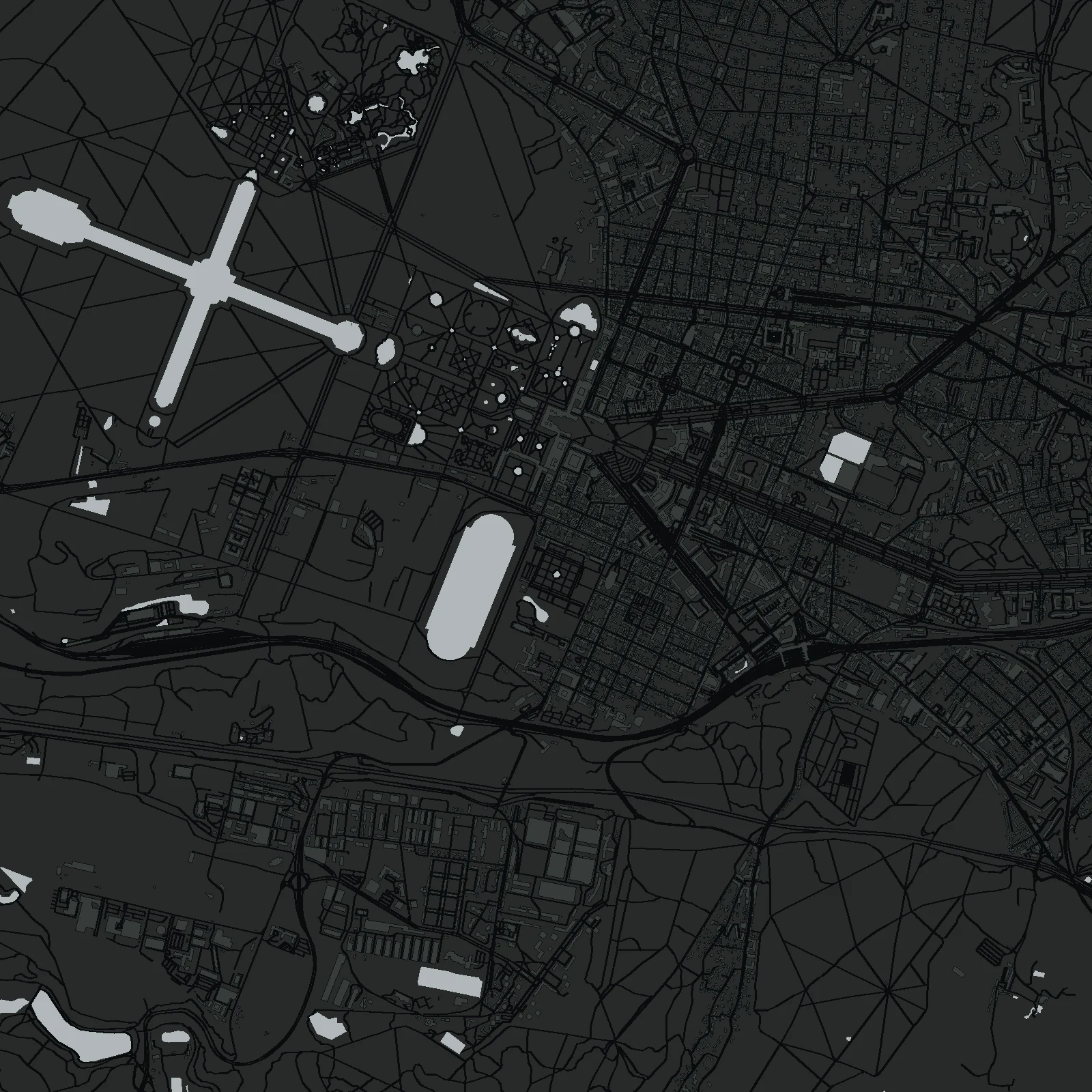 Vue cartographique stylisée des rues et bâtiments de Versailles