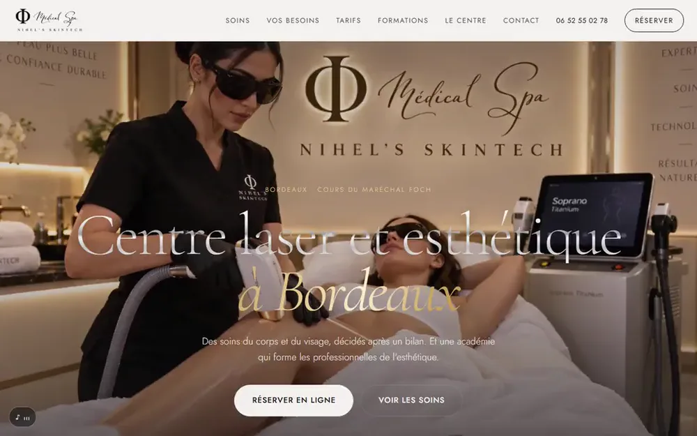 Aperçu du site Nihel’s Skintech, réalisé pour cette cliente